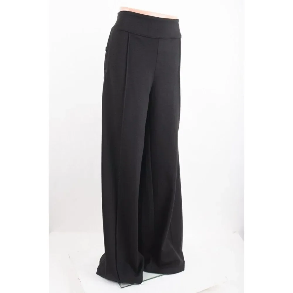 The Cause Collection Lisi Wide-Leg Stretch Pants Trousers L Large Black Snap NWT